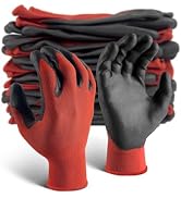 FJDZ SAFETY Ultra-Thin PU Coated Work Gloves 12 Pairs Breathable High Dexterity Gardening Warehou...