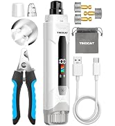 TIKOCAT Whisper-Quiet Dog Nail Grinder, 50% More Powerful 6-Speed Pet Nail Trimmer with 4 LED Lig...