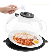 Microwave Splatter Cover for Food, Clear Microwave Cover with Water Steamer and Integrated Handle...