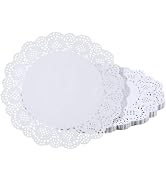 150 Pcs White Lace Paper Doilies Disposable Round for Buffet Cake Fried Food Party Wedding Tablew...