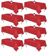 8 Packs Red Christmas Tablecloth Rectangle 60x102 Inch Rectangular Table Cloth For 6 Foot Rectang...