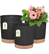 ZMTECH 6.5 and 8 Inch Plant Pot, 4 Pcs Self Watering Plastic Planter with Saucers Trays and Drain...