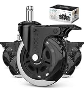 TICONN Office Chair Caster Wheels Set of 5 with Brake for Tile, Hardwood Floors and Carpets, Univ...
