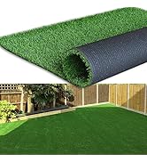Petgrow Thick Artificial Grass 5 x 10ft,0.7Inch Pile Height Green Soft Fake Faux Grass Turf Mat,I...