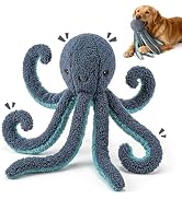 ALL FOR PAWS Octopus Squeaky Dog Toy, Plush Fetch Chew Dog Toy for Small Medium Large Dogs, Inter...