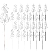 24 Pack 9 Inches Glitter Artificial Berry Stems, 15 Berries per Stem, Christmas Tree Picks Orname...