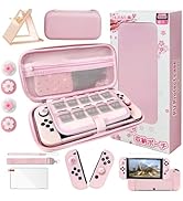 HLRAO Pink Travel Carrying Case Accessories Kit Compatible with Nintendo Switch OLED.Pink Switch ...