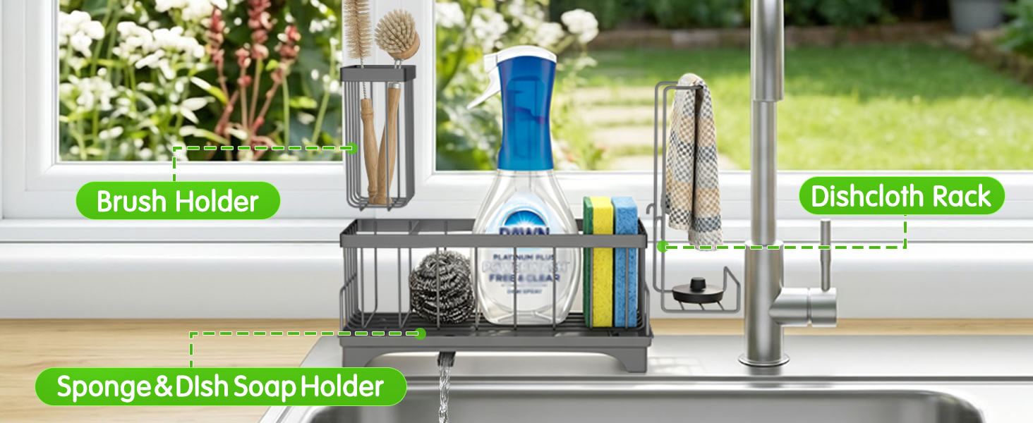 Self-Draining Sponge Holder for Kitchen Sink