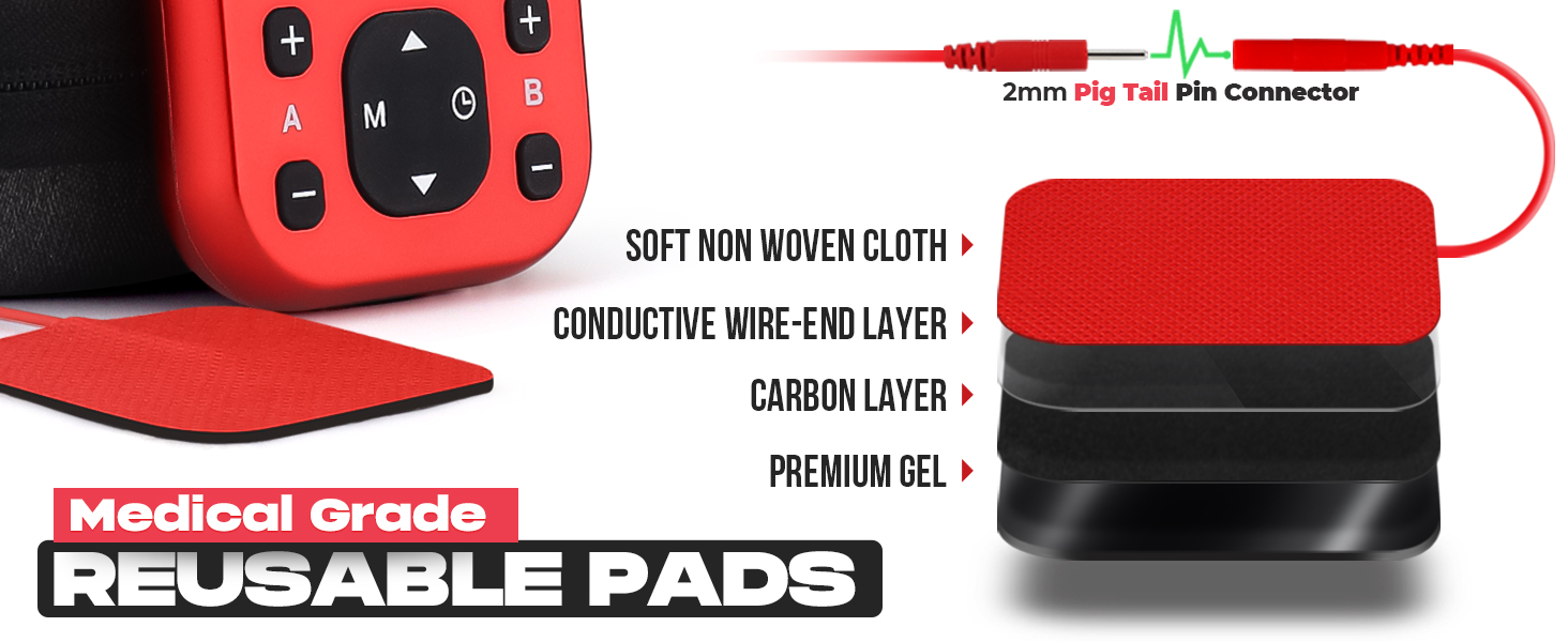 tens unit ems pms pulse massager portable electrode pads muscle recovery pain relief back leg arm