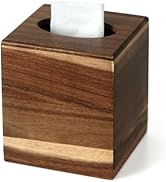 KALEKAIL Tissue Box Cover, Acacia Wood Tissue Box Cover Square, Decorative Cube Facial Wooden Tis...