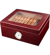 Mantello Cigar Case Cigar Humidors - Humidor Cigar Box with Humidifier, Spanish Cedar Tray, Divid...