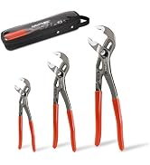 HAUTMEC 3 PCS Water Pump Pliers Set, Fast Adjustable Tongue and Groove Joint Pliers Tool Set,V-Ja...