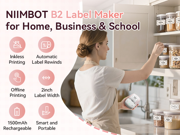 NIIMBOT B2 2 Inch Portable Label Maker with tape