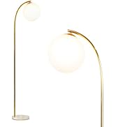 Brightech Luna Drop 75 in. Antique Brass Modern 1-Light LED Energy Efficient Floor Lamp with Fros...