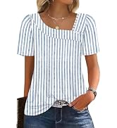 WIHOLL Womens Summer Tops Short Sleeve Shirts Square Neck Spring Outfits 2026 Fashion Clothing Bl...