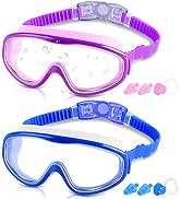 COOLOO Kids Swim Goggles for Age 3-15, 2 Pack Kids Goggles for Swimming with Nose Cover, No Leaki...