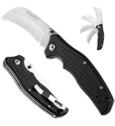 WORKPRO Pocket Knife, Hawkbill Folding Utility Knife with Lanyard Hole and Belt Clip, Electrician...