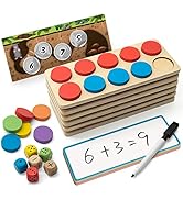 SYNARRY Wooden Ten-Frame Set Math Manipulatives for Kindergarten Elementary 1st 2nd Grade Homesch...