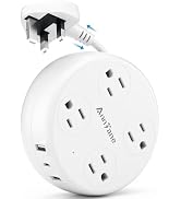 UK Travel Plug Adapter - Retractable Power Strip with 4 AC Outlets & 3 USB Ports (USB-C), Type G ...