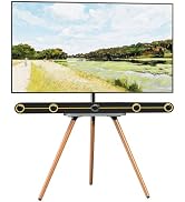 PUTORSEN Easel TV-Stand for 43-65-Inch Screens - Portable Swivel Tripod TV Stand with Wooden Tray...
