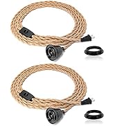 FRIDEKO HOME Farmhouse 15ft Pendant Lights - Hanging Lights with Plug in Cord Hemp Rope Pendant L...