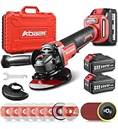 AOBEN 21V Cordless Angle Grinder Tool, 4-1/2 Inch Power Brushless Cut Off Grinder, Paddle Switch,...