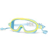 Portzon Wide View Swim Goggles, Unisex-Child Anti Fog Clear No Leaking Swimming Goggles
