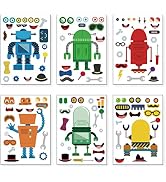 24 Sheets 8.27''×5.9'' Make Your Own Robot Stickers for Kids Toddlers, Make a Face Stickers for K...