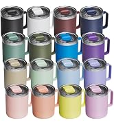 avodvo 16 Pack 12oz Insulated Coffee Mug with Lid – Double Wall Stainless Steel Travel Cups with ...