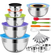 WEPSEN Mixing Bowls with Lid Set, 25PCS Kitchen Utensils Metal Bowl Stainless Steel Nesting Bowls...