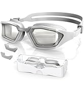 Greatever Sleek Swimming Goggles, UV400 Protection Swim Goggles, HD Wide View Goggles, Anti Fog N...