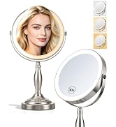 Makeup Mirror with Lights, 1X/30X Double Side Lighted Magnifying Mirror | 8'', 5000mAh Rechargeab...