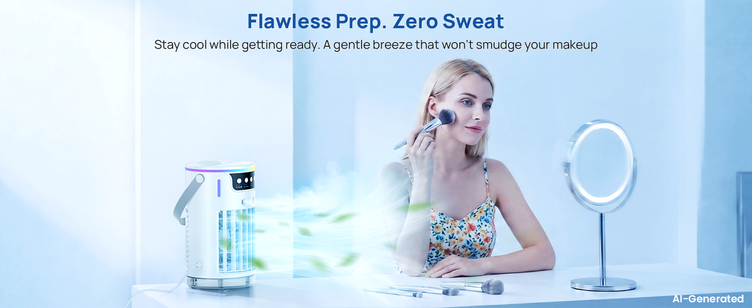 personal ac fan for makeup vanity to keep you cool and sweat-free while getting ready