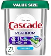 Cascade Platinum Dishwasher Pods, Dishwasher Detergent, Dish Detergent Soap, Fresh, 71 count