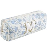 WHHJM Initial Makeup Bag Cosmetic Bag for Women, Cute Christmas Gifts for Girls, Personalized Blu...