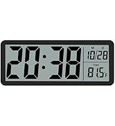 SwlatUtokf 8.5" Large Digital Wall Clock, Battery or Plug in Operated,LCD Digital Clock Large Dis...