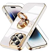 Choiche for iPhone 14 Pro Max Case with 360° Rotatable Ring Stand, Women Luxury Bling Plating Sof...