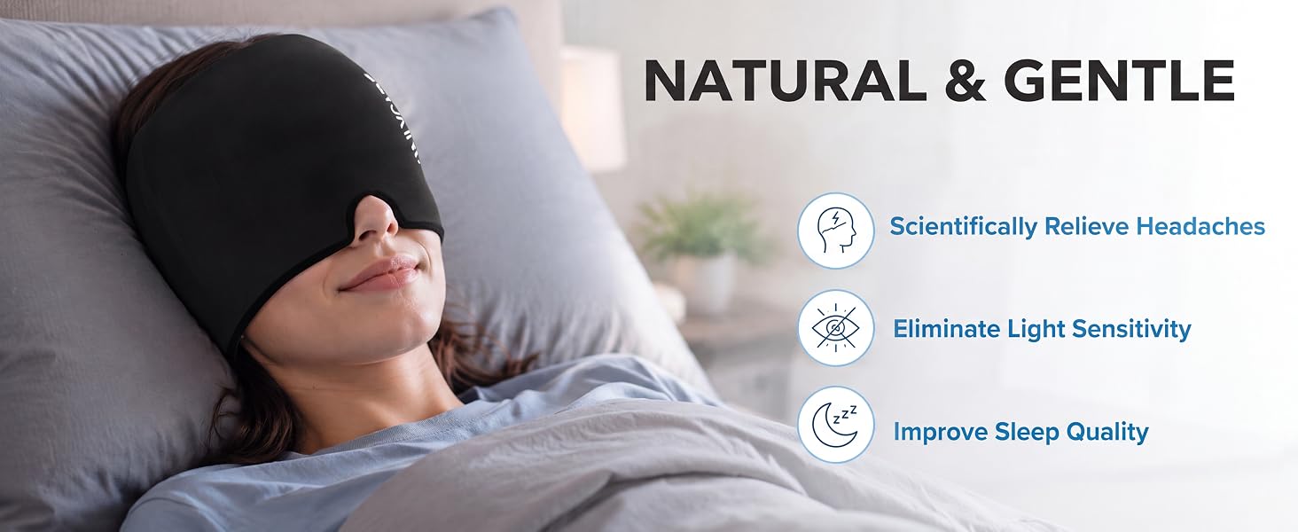 Migraine Relief Cap, Upgraded Headache Relief Cap with Odorless Reusable Gel