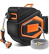 Retractable Garden Hose Reel with UV Resistant Cover, 1/2