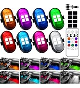 Upgraded Wireless LED Lights for Car, Rechargeable Interior Car Lights with 8 Colors Brightness A...