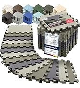 bemaxx Gym Mats Set - 18 pcs EVA Interlocking Foam Floor Tiles (12.6"x12.6"x0.4") 18sqft Protecti...
