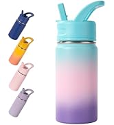 12oz Kids Water Bottle for School, Toddler Water Bottles with Straws, Insulated Water Bottles for...