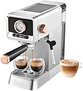 Mecity 20 Bar Espresso Machine with Milk Frother, Brushed Stainless Steel Shell, 37 fl.Oz Water R...