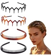 CHAOBANG 4-Pack Headbands for Women with Long Grip Teeth Non Slip Plastic Headbands in Tortoise B...