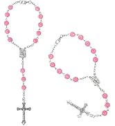 Car Rosary for Rearview Mirror, 2PCS Personalized Rear View Cross Blessing Beads Decor, Car Decor...