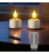 SoulBay Rechargeable Flameless LED Tea Lights Candles with Remote Control, 2.17" x 1.57", Set of ...