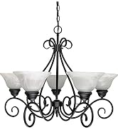 Nuvo 60/380 5 Light Chandelier with Alabaster Glass