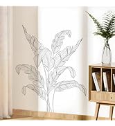 Supzone Simple Tropical Plants Wall Stickers Black and White Sketch Palm Leaves Wall Decals Boho ...