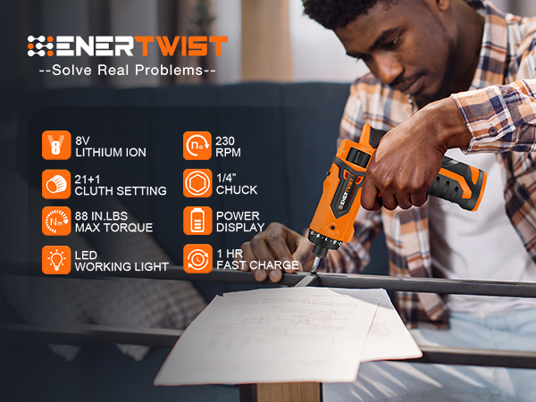 8V Cordless Electric Screwdriver Set with 1Hr Fast Rechargeable