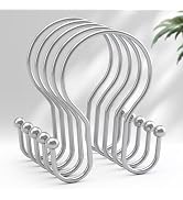 AmazerBath Shower Curtain Hooks, Shower Curtain Rings Chrome, Simple Double Hook Shower Curtain H...